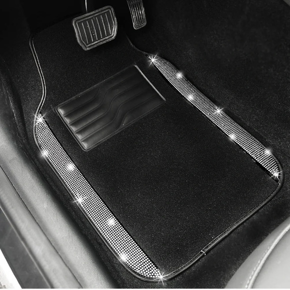 Brand new 4 price Car mat set, sides with shining crystal. silver and black. - Picture 6 of 12